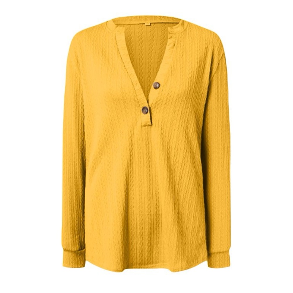 Mustard Yellow Long Sleeve Henley Top plus size 2x